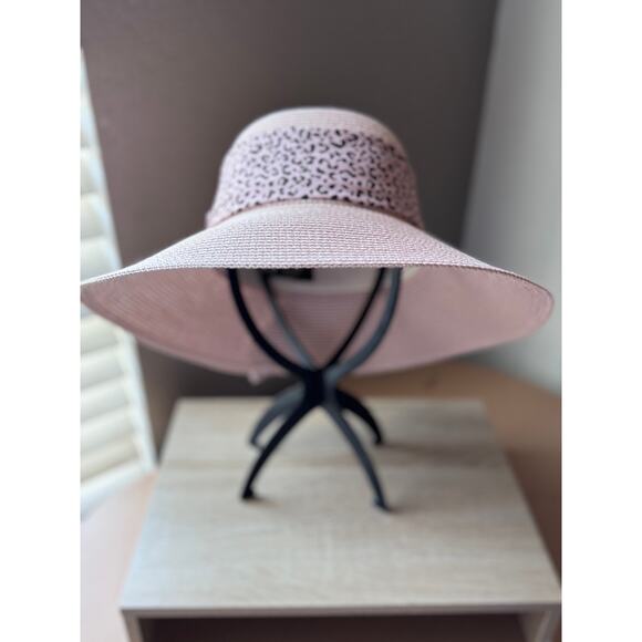 Magid Hats Pink Wide Brim Sun Hat with Animal Print Scarf, 4" Brim - Picture 3 of 8